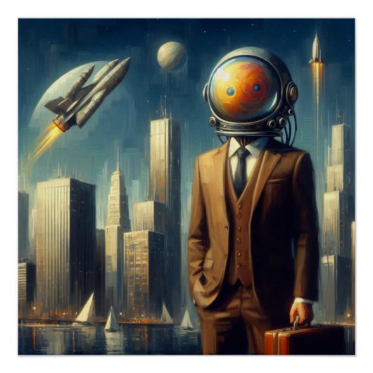 Surrealist Space Man Perfect Poster (Voorkant)