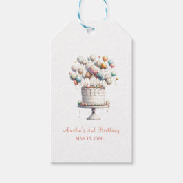 Surrealist Verjaardagstaart & Ballonnen Custom Sti Cadeaulabel