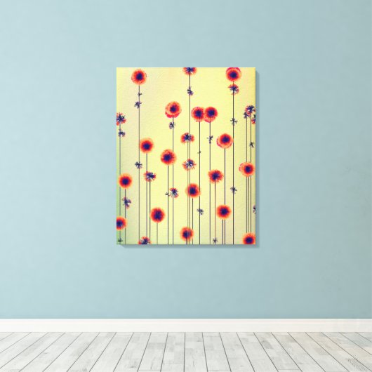Surrealistisch 22 x 28 Moderne Wildbloemen Canvas Afdruk (Insitu (Houten vloer))