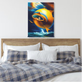 Surrealistisch Abstract Vliegend Onderzees Oceaanl Canvas Afdruk (Insitu (Slaapkamer))