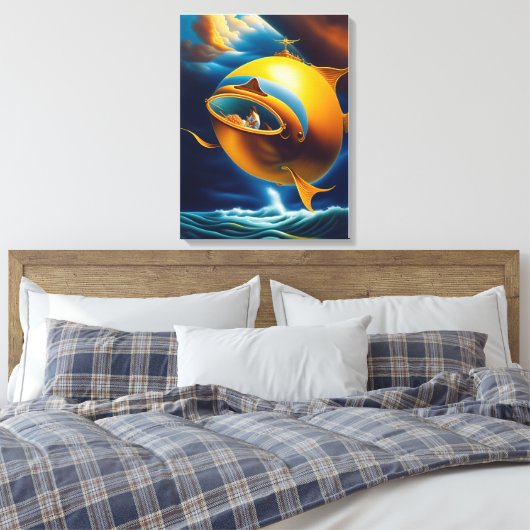 Surrealistisch Abstract Vliegend Onderzees Oceaanl Canvas Afdruk (Insitu (Slaapkamer))