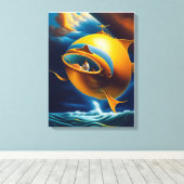Surrealistisch Abstract Vliegend Onderzees Oceaanl Canvas Afdruk (Insitu (Houten vloer))