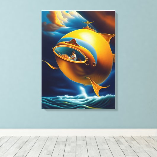 Surrealistisch Abstract Vliegend Onderzees Oceaanl Canvas Afdruk (Insitu (Houten vloer))
