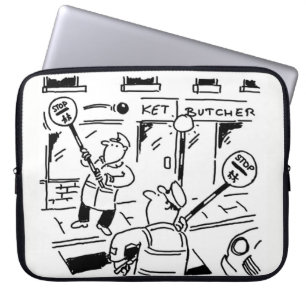 Surrealistisch beeld van lollipopmannen die tennis laptop sleeve