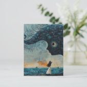 Surrealistisch blauw gezicht en een meisje briefkaart (Staand voorkant)