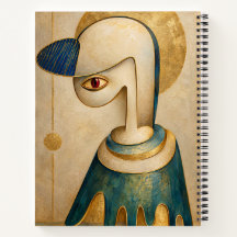 Surrealistisch blauw & goud spiraal notitieboek