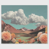 Surrealistisch bloemengebergte met dramatische wol cadeaupapier (Vlak)