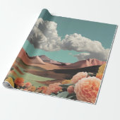 Surrealistisch bloemengebergte met dramatische wol cadeaupapier (Uitgerold)