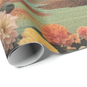 Surrealistisch bloemengebergte met dramatische wol cadeaupapier (Rol Hoek)