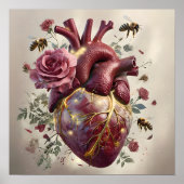 Surrealistisch bloemenhart poster (Voorkant)