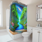 Surrealistisch bosportaallandschap douchegordijn (In situ)
