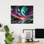 Surrealistisch buitenaards planeetlandschap met ko poster (Thuiskantoor)
