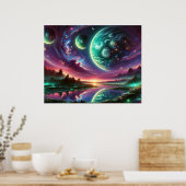 Surrealistisch buitenaards planeetlandschap met ko poster (Keuken)
