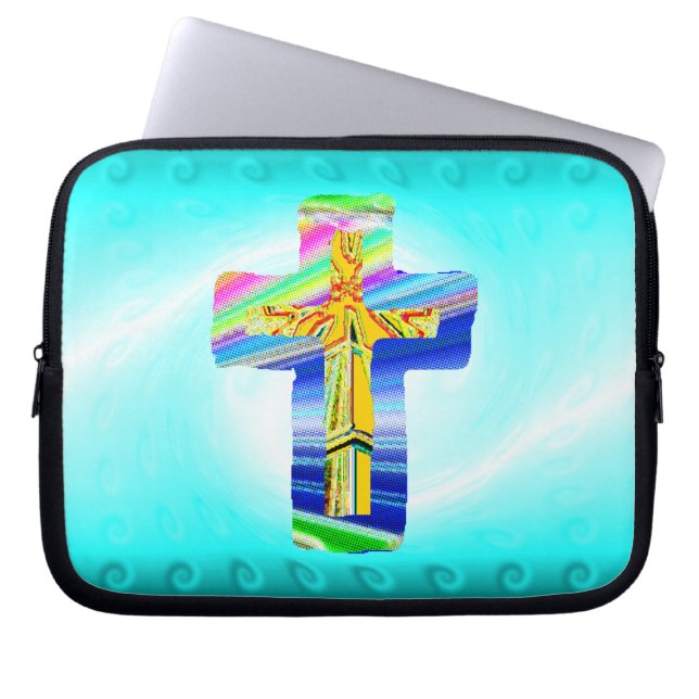 Surrealistisch christelijk kruis laptop sleeve (Voorkant)