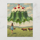 Surrealistisch dessert in de wei briefkaart (Voorkant)