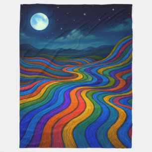 Surrealistisch Dreamscape Maanlicht Regenboogland Fleece Deken