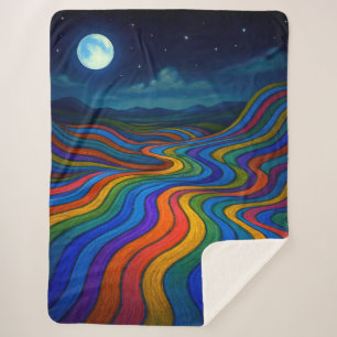 Surrealistisch Dreamscape Maanlicht Regenboogland Sherpa Deken
