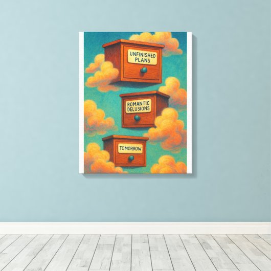 Surrealistisch Drijvend Kabinet Canvas Wall Art Gi Afdruk (Insitu (Houten vloer))