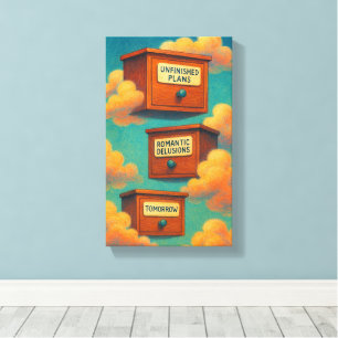Surrealistisch Drijvend Kabinet Canvas Wall Art Gi Afdruk