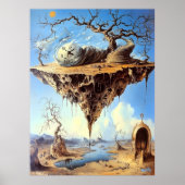 Surrealistisch drijvend land met wenteltrap poster (Voorkant)