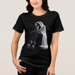 Surrealistisch emotioneel figuurkunst vrouwen zwar Tri-Blend shirt
