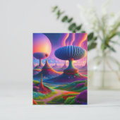 Surrealistisch en absurd landschap met vreemde din briefkaart (Staand voorkant)