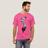 Surrealistisch Fox Silhouet met bergen Tress Moon T-shirt (Voorkant volledig)