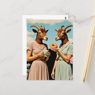 Surrealistisch geitenontbijt briefkaart