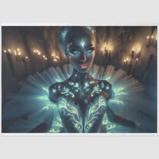 Surrealistisch Glowing Ballerina Decoupage Papier (Voorkant)