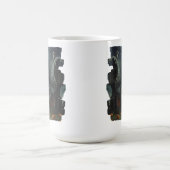 Surrealistisch griezelig spookhuis met pompoenen e koffiemok (Center)