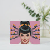 Surrealistisch haar met kleine bouwmensen briefkaart (Staand voorkant)