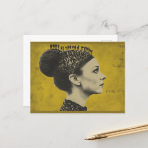 Surrealistisch haar met kleine mensen briefkaart