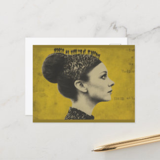 Surrealistisch haar met kleine mensen briefkaart