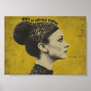 Surrealistisch haar met kleine mensen poster