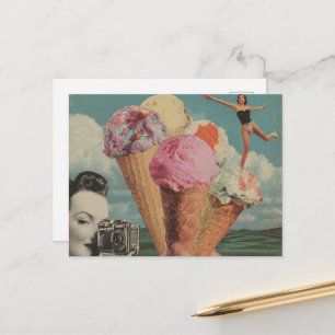 Surrealistisch ijs zwemcollage briefkaart