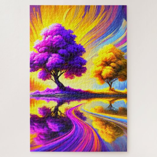 Surrealistisch Kleurrijk Boomlandschap Legpuzzel (Verticaal)
