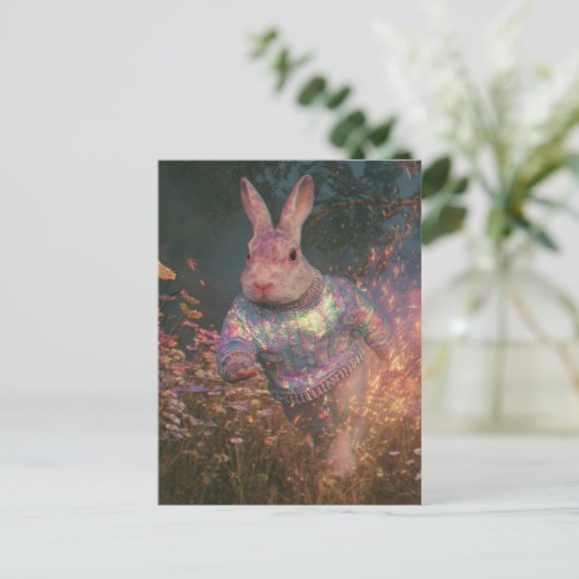 Surrealistisch konijn in een trui briefkaart (Staand voorkant)