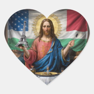 Surrealistisch kunstwerk met Jezus uit het Laatste Hart Sticker