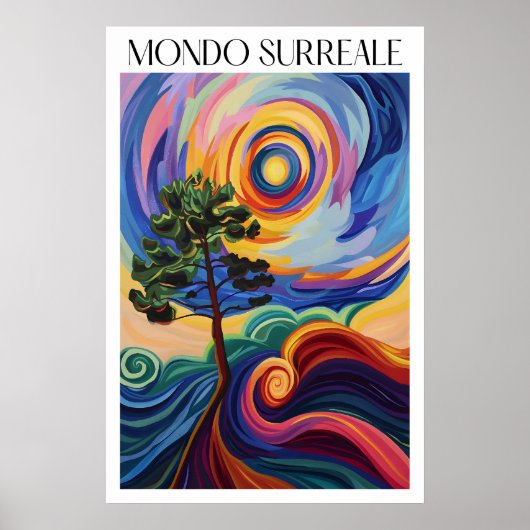 Surrealistisch landschapskunstprint Levendige boom Poster (Voorkant)