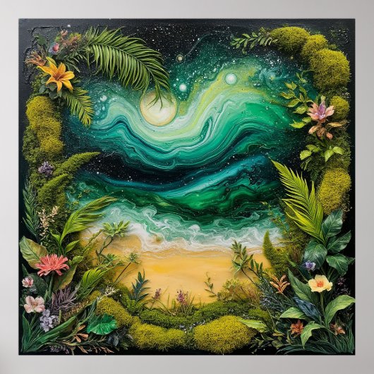 Surrealistisch landschapskunstwerk met levendige n poster (Voorkant)