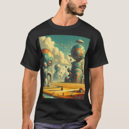 Surrealistisch levendig retrofuturistisch wonderla t-shirt