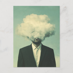 Surrealistisch Man in een wolk Briefkaart