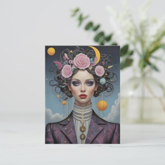 Surrealistisch Mode Portret Briefkaart (Staand voorkant)
