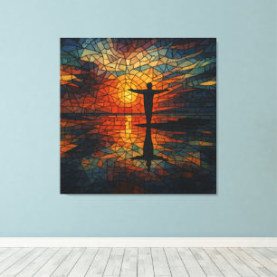 Surrealistisch mozaïek: gefragmenteerde perspectie canvas afdruk