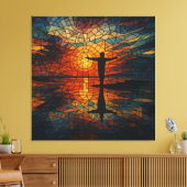 Surrealistisch mozaïek: gefragmenteerde perspectie canvas afdruk (Insitu (Woonkamer))