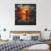 Surrealistisch mozaïek: gefragmenteerde perspectie canvas afdruk (Insitu (Slaapkamer))