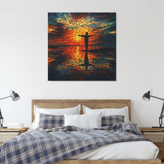 Surrealistisch mozaïek: gefragmenteerde perspectie canvas afdruk (Insitu (Slaapkamer))