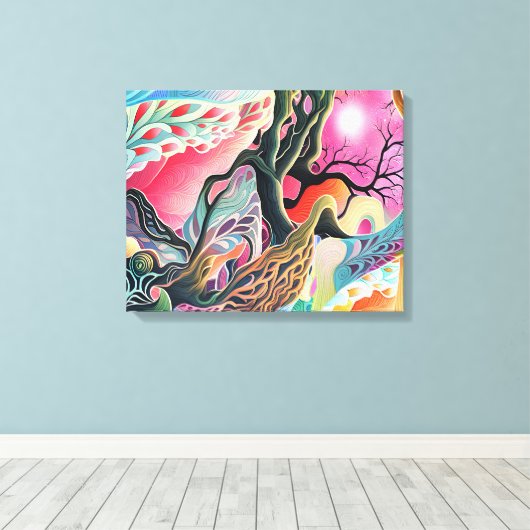 Surrealistisch mystiek landschap canvas afdruk (Insitu (Houten vloer))