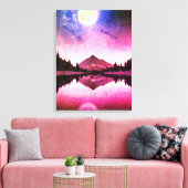 Surrealistisch nachtlandschap bergen onder de maan canvas afdruk (Insitu (Woonkamer))