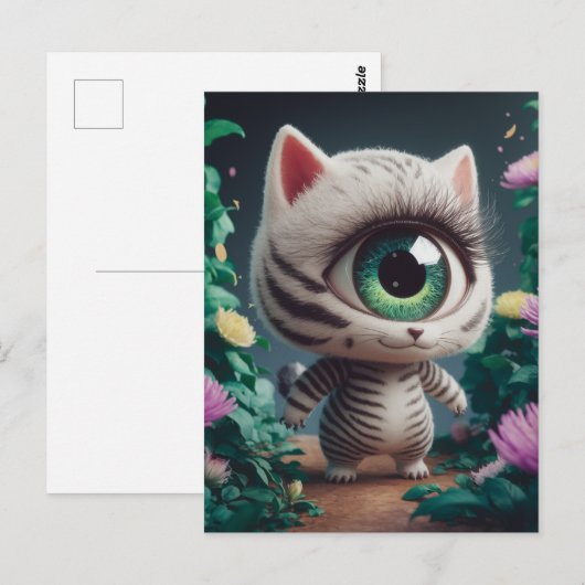 Surrealistisch One Eyed Zebra Kat Briefkaart (Voorkant / Achterkant)